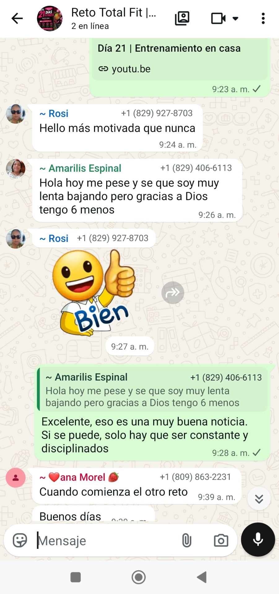 WhatsApp: Amarilis Espinal reporta 6 libras menos
