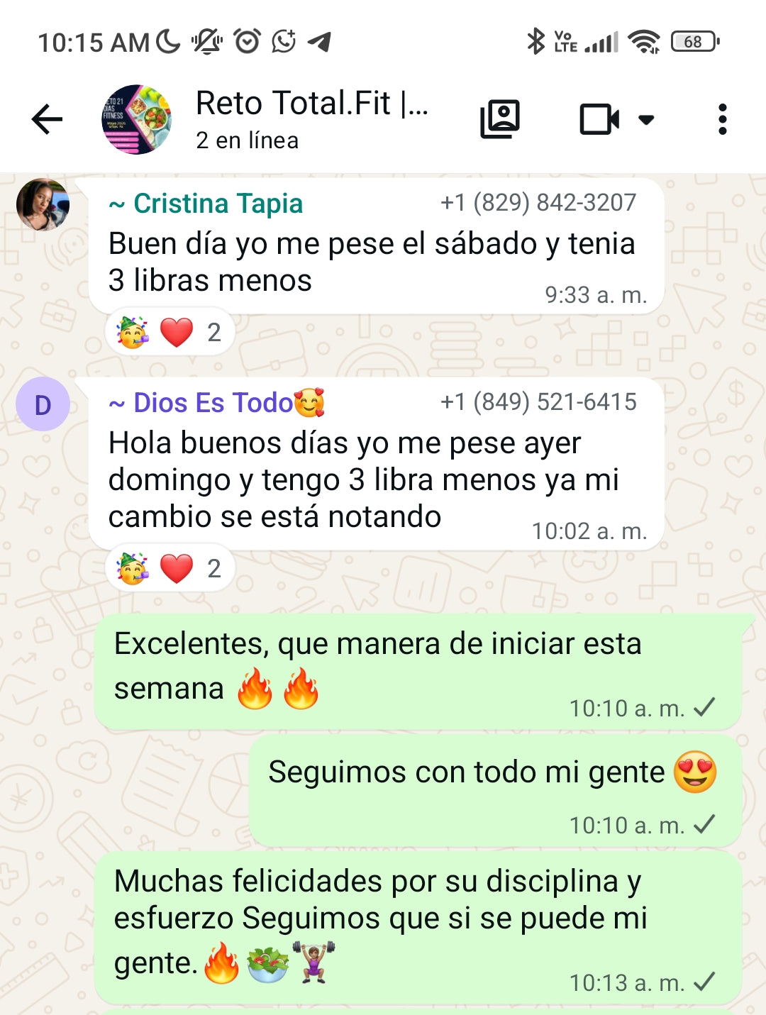 WhatsApp: Cristina Tapia y Dios Es Todo reportan -3 libras cada una